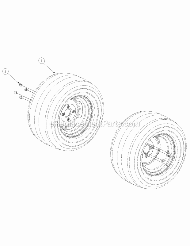 Wheel Assembly Diagram and Parts List for M54-KW 53CB5DBW750 Cub Cadet Sprayer